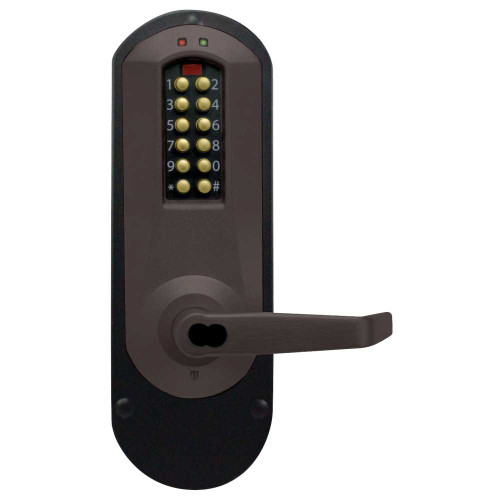 DormaKaba E5010BWL-744-41 E-Plex 5000 Exit Trim Winston Lever 100 Access Codes 3000 Audit Events 6/7-Pin SFIC Prep Less Core Dark Bronze with Brass Accents E5010BWL-744-41