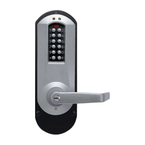 DormaKaba E5010XKWL-626-41 E-Plex 5000 Exit Trim Winston Lever 100 Access Codes 3000 Audit Events KIL Kaba 90 Keyway Satin Chrome E5010XKWL-626-41