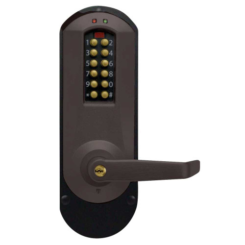 DormaKaba E5010XSWL-744-41 E-Plex 5000 Exit Trim Winston Lever 100 Access Codes 3000 Audit Events KIL Schlage C Keyway Dark Bronze with Brass Accents E5010XSWL-744-41