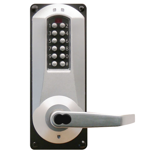 DormaKaba E5086BWL-626-41 E-Plex 5086 Entry/Egress Back to Back Mortise Lock 100 Access Codes 3000 Audit Events 6/7-Pin SFIC Prep Less Core Satin Chrome