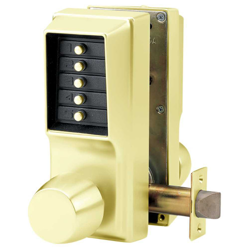 DormaKaba EE1011/EE1011-03-41 Cylindrical Knob Lock Combination Entry Only Combination Exit Only 2-3/4 Backset 1/2 Throw Latch Bright Brass EE1011/EE1011-03-41