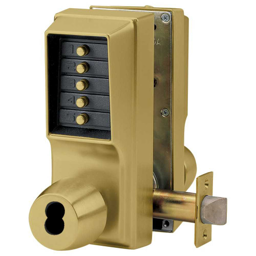 DormaKaba EE1021B/EE1021B-05-41 Cylindrical Knob Lock Combination or Key Override Entry Combination or Key Override Exit 2-3/4 Backset 1/2 Throw Latch Antique Brass EE1021B/EE1021B-05-41