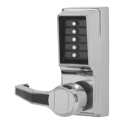 DormaKaba LL1031-026-41 Pushbutton Cylindrical Lever Lock Combination Entry/Passage Functions 2-3/4 Backset 1/2 Throw Latch Bright Chrome Finish Left Hand/Left Hand Reverse LL1031-026-41