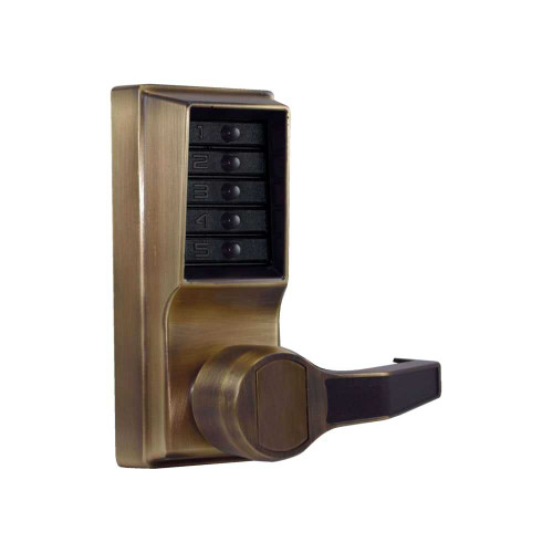 DormaKaba LR1031-05-41 Pushbutton Cylindrical Lever Lock Combination Entry/Passage Functions 2-3/4 Backset 1/2 Throw Latch Antique Brass Finish Right Hand/Right Hand Reverse LR1031-05-41