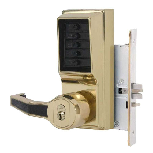 DormaKaba LR8146B-03-41 Mortise Combination Lever Lock Key Override Passage Lockout 6/7-Pin SFIC Prep Less Core Bright Brass LR8146B-03-41