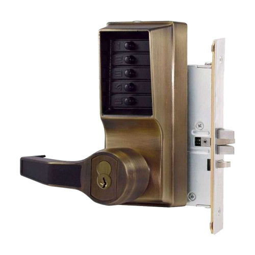 DormaKaba LR8146B-05-41 Mortise Combination Lever Lock Key Override Passage Lockout 6/7-Pin SFIC Prep Less Core Antique Brass LR8146B-05-41