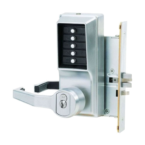 DormaKaba LR8148C-26D-41 Mortise Combination Lever Lock Key Override Passage Lockout with Deadbolt Corbin Russwin 6-Pin LFIC Prep Less Core Satin Chrome