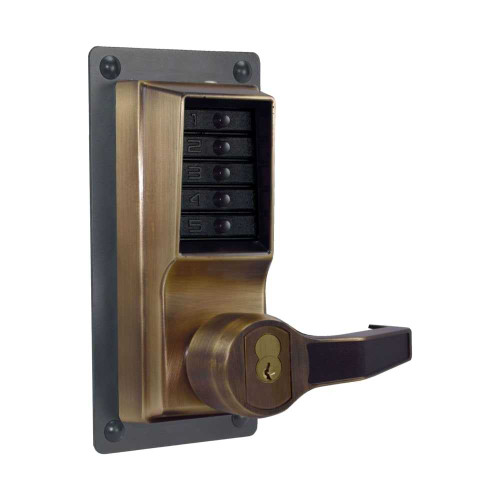 DormaKaba LRP1020B-05-41 Exit Trim Lever Lock Combination and Key Override Right Hand Reverse 6/7-Pin SFIC Prep Less Core Antique Brass LRP1020B-05-41