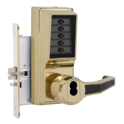 DormaKaba RR8146B-03-41 Mortise Combination Lever Lock Key Override Passage Lockout 6/7-Pin SFIC Prep Less Core Bright Brass RR8146B-03-41
