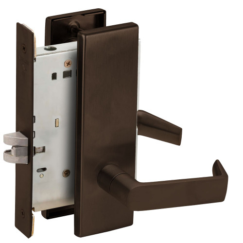 Schlage L9010 06N 613 Grade 1 Mortise Passage Latch Lock Non-Keyed 06 Lever N Escutcheon Dark Oxidized Satin Bronze Oil Rubbed Finish Field Reversible