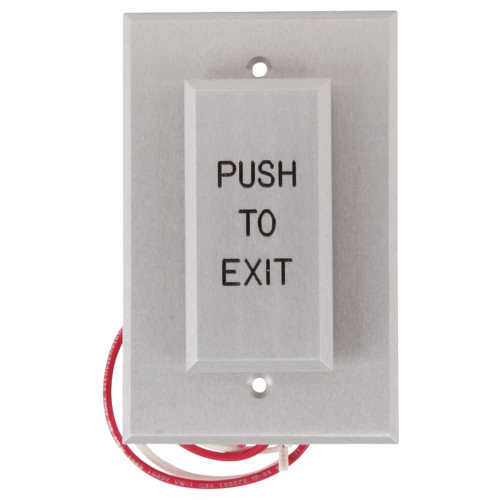 Dortronics W5286-P23DAxE1 5286 Series Single Gang Push Plate Switch Pneumatic 2-60 Second Delay Form Z 1-1/2 Wide Push Plate 3 Wide Back Plate PUSH TO EXIT in Black Letters W5286-P23DAxE1