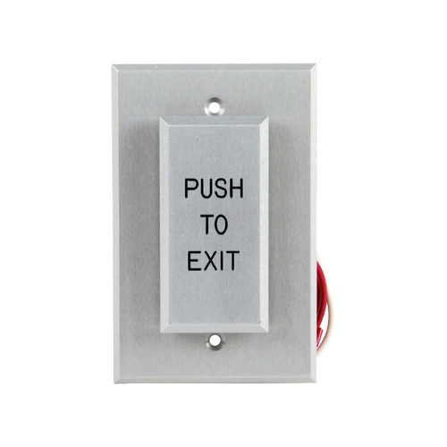 Dortronics W5286-P23DAxE1R 5286 Series Single Gang Push Plate Switch Pneumatic 2-60 Second Delay Form Z 1-1/2 Wide Push Plate 3 Wide Back Plate PUSH TO EXIT in Red Letters W5286-P23DAxE1R