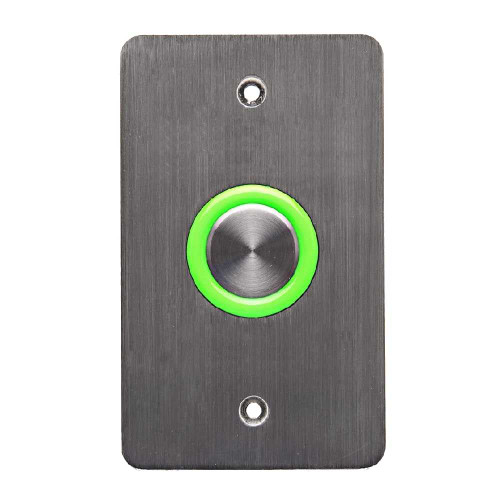 DynaLock 6610 Halo-Lighted Piezo REX Pushbuttons Single Gang Blank Faceplate 10-24 VDC Satin Stainless Steel 6610