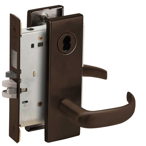 Schlage L9453J 17N 613 Grade 1 Mortise Entrance Office Lock With Deadbolt Lock Schlage FSIC Less Core 17 Lever N Escutcheon Dark Oxidized Satin Bronze Oil Rubbed Finish Field Reversible L9453J 17N 613