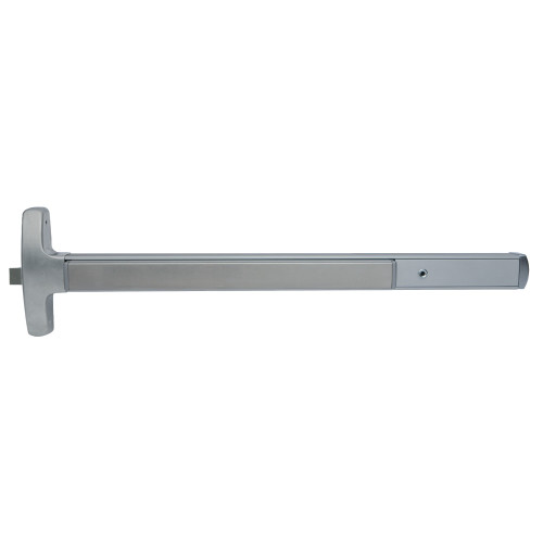 Falcon 24-R-EO 4 28 Grade 1 Rim Exit Bar Narrow Stile Pushpad 48 Device Exit Only Function Less Trim Hex Key Dogging Satin Aluminum Clear Anodized Finish Non-Handed 24-R-EO 4 28