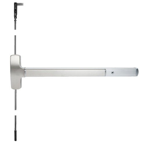 Falcon 25-C-512DT 3 26D 25 Series Exit Device Concealed Vertical Rod with Dummy Pull Trim 3 Ft Device Satin Chrome