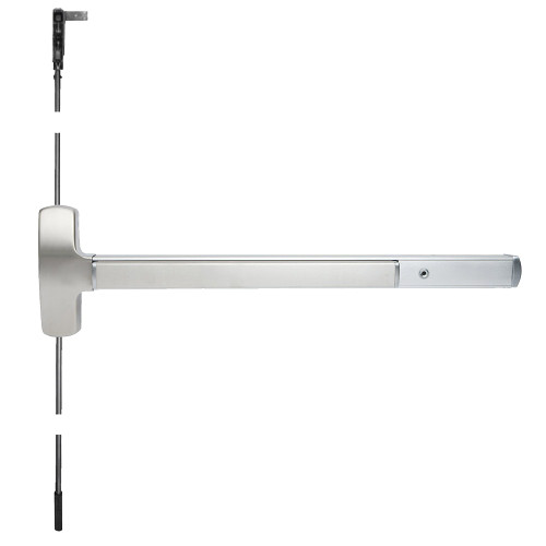 Falcon 25-C-512DT 3 32D 25 Series Exit Device Concealed Vertical Rod with Dummy Pull Trim 3 Ft Device Satin Stainless Steel