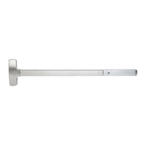 Falcon 25-M-EO 4 28 RHR Grade 1 Mortise Exit Bar Wide Stile Pushpad 48 Device Exit Only Function Less Trim Hex Key Dogging Satin Aluminum Clear Anodized Finish Right Hand Reverse 25-M-EO 4 28 RHR