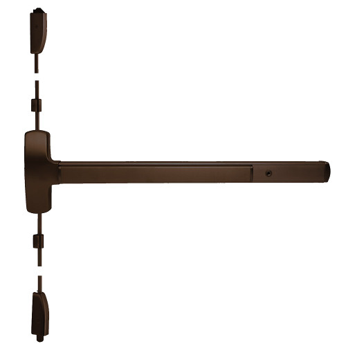 Falcon 25-V-L-D 3 313AN RHR Grade 1 Surface Vertical Rod Exit Bar Wide Stile Pushpad 36 Device 84 Door Height Classroom Function Dane Lever Trim Hex Key Dogging Dark Bronze Anodized Aluminum Finish Right Hand Reverse 25-V-L-D 3 313AN RHR