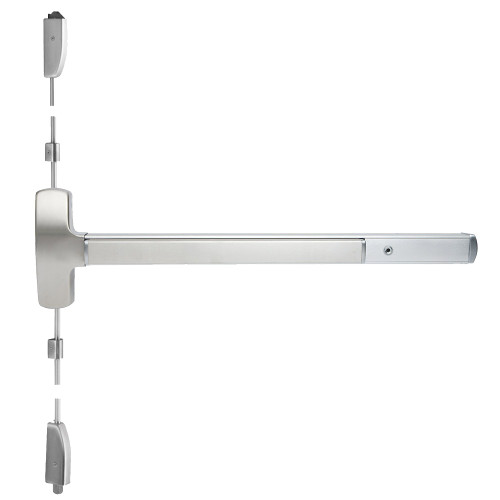Falcon 25-V-NL-OP 3 26D 25 Series Exit Device Surface Vertical Rod with Night Latch Optional Pull 3 Ft Device Satin Chrome