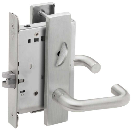 Schlage L9040 03L 626 Grade 1 Bed Bathroom Privacy Mortise Lock 03 Lever L Escutcheon Satin Chrome Finish Field Reversible L9040 03L 626