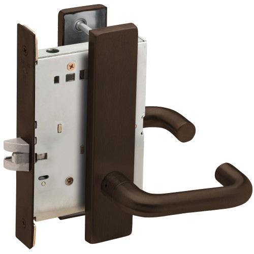 Schlage L9010 03L 613 Grade 1 Mortise Passage Latch Lock Non-Keyed 03 Lever L Escutcheon Dark Oxidized Satin Bronze Oil Rubbed Finish Field Reversible