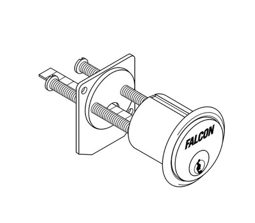 Falcon 951 E 626 Rim Cylinder 6-Pin E Keyway Keyed Different 2 Cut Keys Satin Chrome Finish Non-Handed 951 E 626