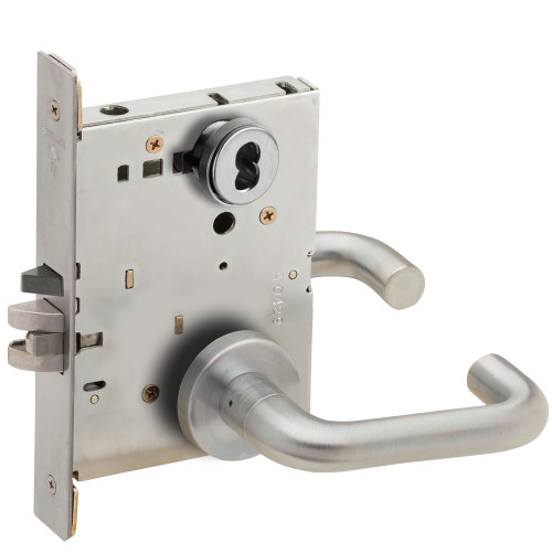 Schlage L9050B 03A 626 Grade 1 Entrance Office Mortise Lock SFIC Prep Less Core 03 Lever A Rose Satin Chrome Finish Field Reversible