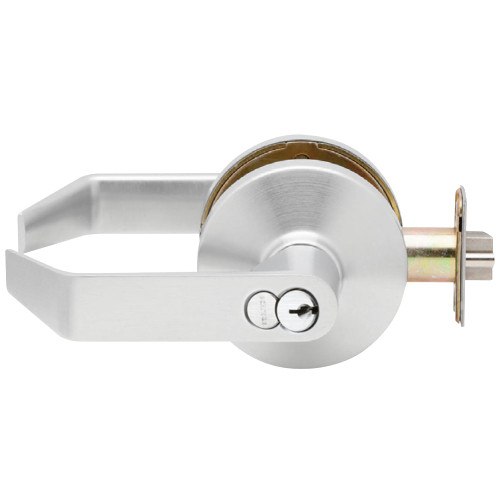 Falcon B561HD D 626 Grade 2 Cylindrical Lock Classroom Function SFIC Prep With Construction Core Dane Lever Standard Rose Satin Chrome Finish Non-handed