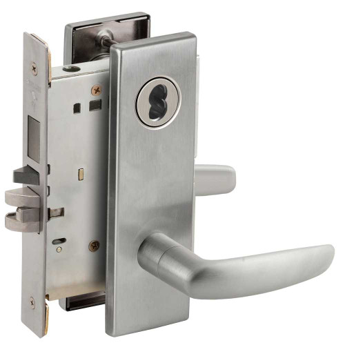 Schlage L9453J 07N 626 Schlage L-Series Entrance Mortise Lock N Decorative Escutcheon 07 Lever Grade 1 Mortise Lock FSIC Less Core Satin Chrome L9453J 07N 626