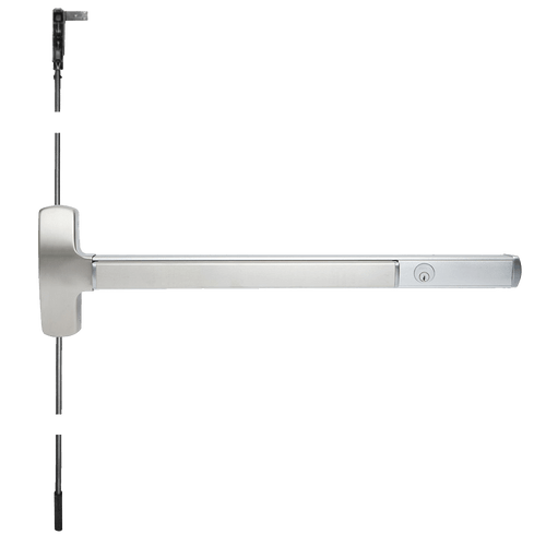Falcon CD-25-C-EO 3 32D 25 Series Exit Device Cylinder Dogging Concealed Vertical Rod Exit Only 3 Ft Device Satin Stainless Steel