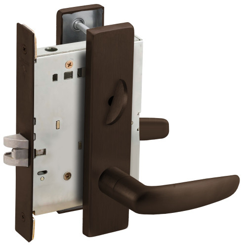 Schlage L9040 07L 613 Grade 1 Mortise Bed Bathroom Privacy Lock Non-Keyed 07 Lever L Escutcheon Dark Oxidized Satin Bronze Oil Rubbed Finish Field Reversible