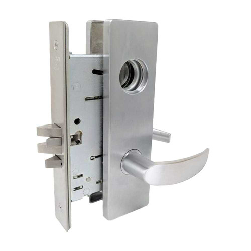 Falcon MA411L AN 626 Grade 1 Asylum Mortise Lock Less Cylinder Avalon Lever Napa Escutcheon Satin Chrome Finish MA411L AN 626