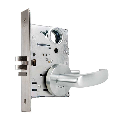Falcon MA411L QG 626 Grade 1 Asylum Mortise Lock Less Cylinder Quantum Lever Gala Rose Satin Chrome Finish MA411L QG 626