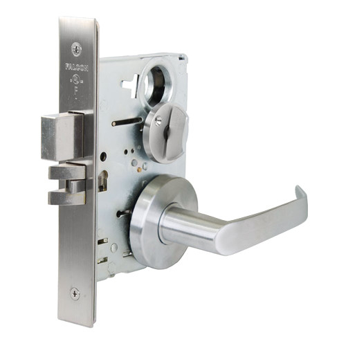 Falcon MA541CP6 DG 626 Grade 1 Entry/Office Mortise Lock 6-Pin Conventional Cylinder Dane Lever Gala Rose Satin Chrome Finish Field Reversible