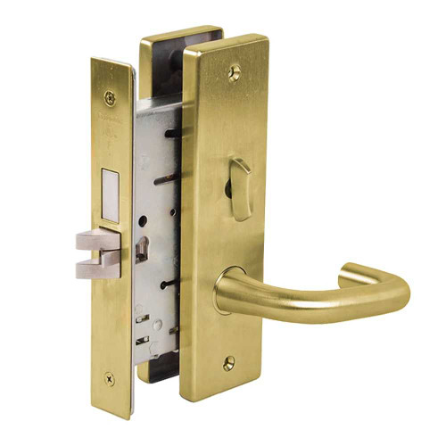 Falcon MA541CP6 SN 606 Grade 1 Mortise Lock Entry/Office Function Schlage C Keyway Sutro Lever Napa Escutcheon Satin Brass MA541CP6 SN 606