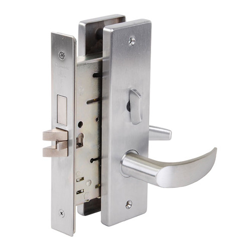 Falcon MA541L AN 626 Grade 1 Mortise Lock Entry/Office Function Less Cylinder Avalon Lever Napa Escutcheon Satin Chrome