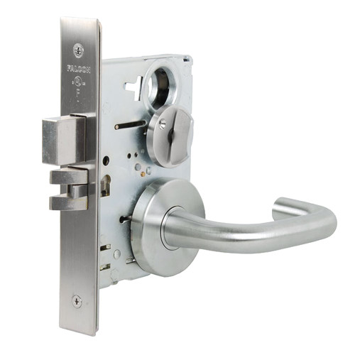 Falcon MA541L SG 626 Grade 1 Mortise Lock Entry/Office Function Less Cylinder Sutro Lever Gala Rose Satin Chrome