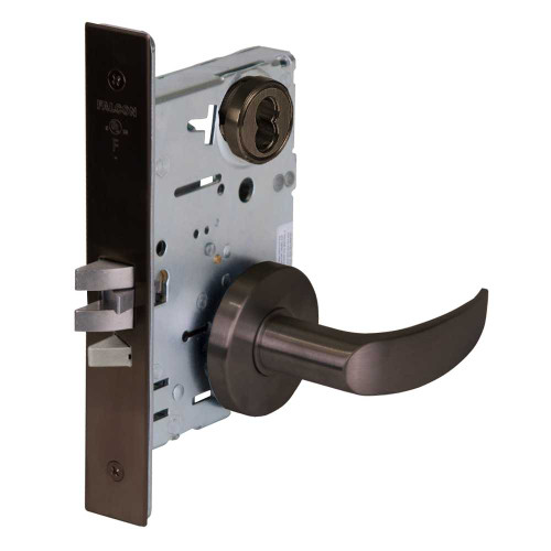 Falcon MA561B AG 613 Grade 1 Classroom Mortise Lock SFIC Prep Less Core Avalon Lever Gala Rose Dark Oxidized Satin Bronze Oil Rubbed Finish Field Reversible MA561B AG 613