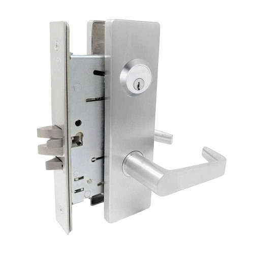 Falcon MA561CP6 DN 626 Grade 1 Classroom Mortise Lock 6-Pin Conventional Cylinder Dane Lever Napa Escutcheon Satin Chrome Finish Field Reversible MA561CP6 DN 626