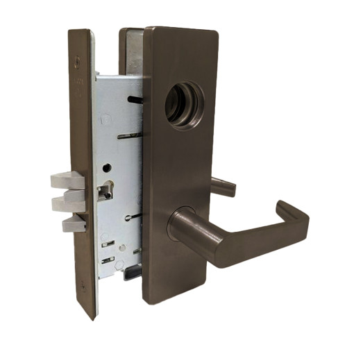 Falcon MA581L DN 613 Grade 1 Storeroom Mortise Lock Less Cylinder Dane Lever Napa Escutcheon Oil Rubbed Bronze Finish