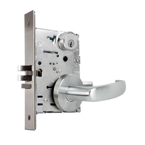 Falcon MA581P QG 630 Grade 1 Storeroom Mortise Lock Quantum Lever Gala Rose Satin Stainless Steel Finish MA581P QG 630