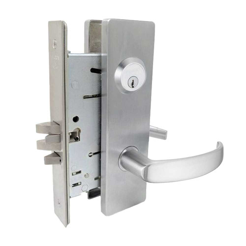 Falcon MA581P QN 626 Grade 1 Storeroom Mortise Lock Quantum Lever Napa Escutcheon Satin Chrome Finish MA581P QN 626