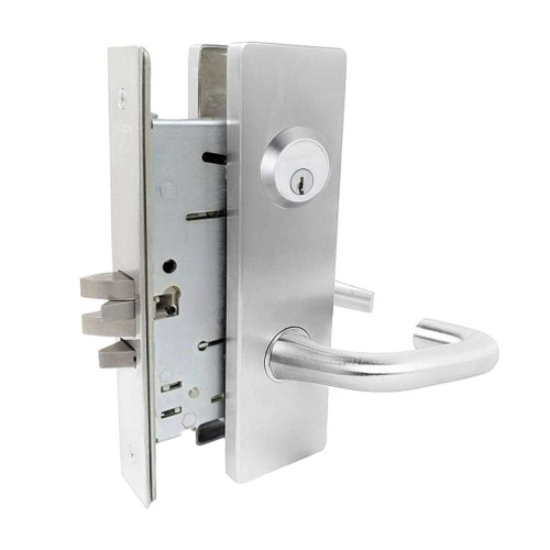 Falcon MA581P SN 626 Grade 1 Storeroom Mortise Lock 5-Pin Conventional Cylinder Sutro Lever Napa Escutcheon Satin Chrome Finish Field Reversible MA581P SN 626