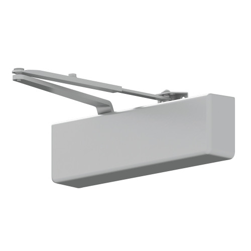 Falcon SC71A SS AL Grade 1 Heavy Duty Surface Door Closer Spring-n-Stop Arm Push Side Parallel Arm Mount Size 1 to 6 Full Plastic Cover Aluminum Painted Finish Non-Handed