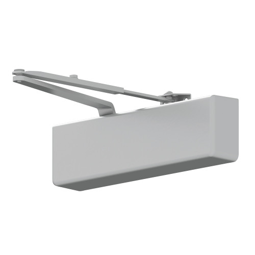 Falcon SC71A SSHO AL Grade 1 Heavy Duty Surface Door Closer Hold Open Spring-n-Stop Arm Push Side Parallel Arm Mount Size 1 to 6 Full Plastic Cover Aluminum Painted Finish Non-Handed