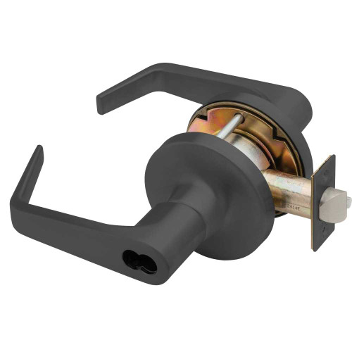 Falcon T581BD D 622 Grade 1 Storeroom Cylindrical Lock SFIC Prep Less Core Dane Lever Standard Rose Flat Black Coated Finish Non-Handed T581BD D 622