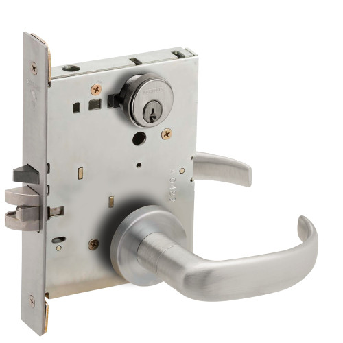 Schlage L9070P 17A 626 Grade 1 Classroom Mortise Lock Conventional Cylinder S123 Keyway 17 Lever A Rose Satin Chrome Finish Field Reversible