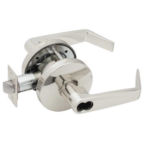 Falcon W511BD D 625 Grade 2 Entry/Office Cylindrical Lock SFIC Prep Less Core Dane Lever Standard Rose Bright Chrome Finish Non-handed W511BD D 625