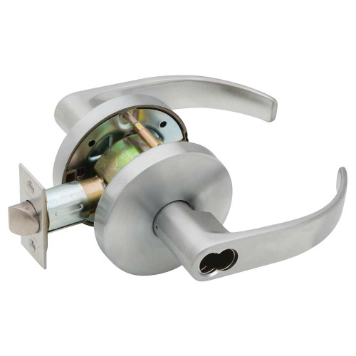 Falcon W511BD SRQ 626 Grade 2 Entry/Office Cylindrical Lock SFIC Prep Less Core Quantum Lever Small Rose Satin Chrome Finish Non-handed W511BD SRQ 626